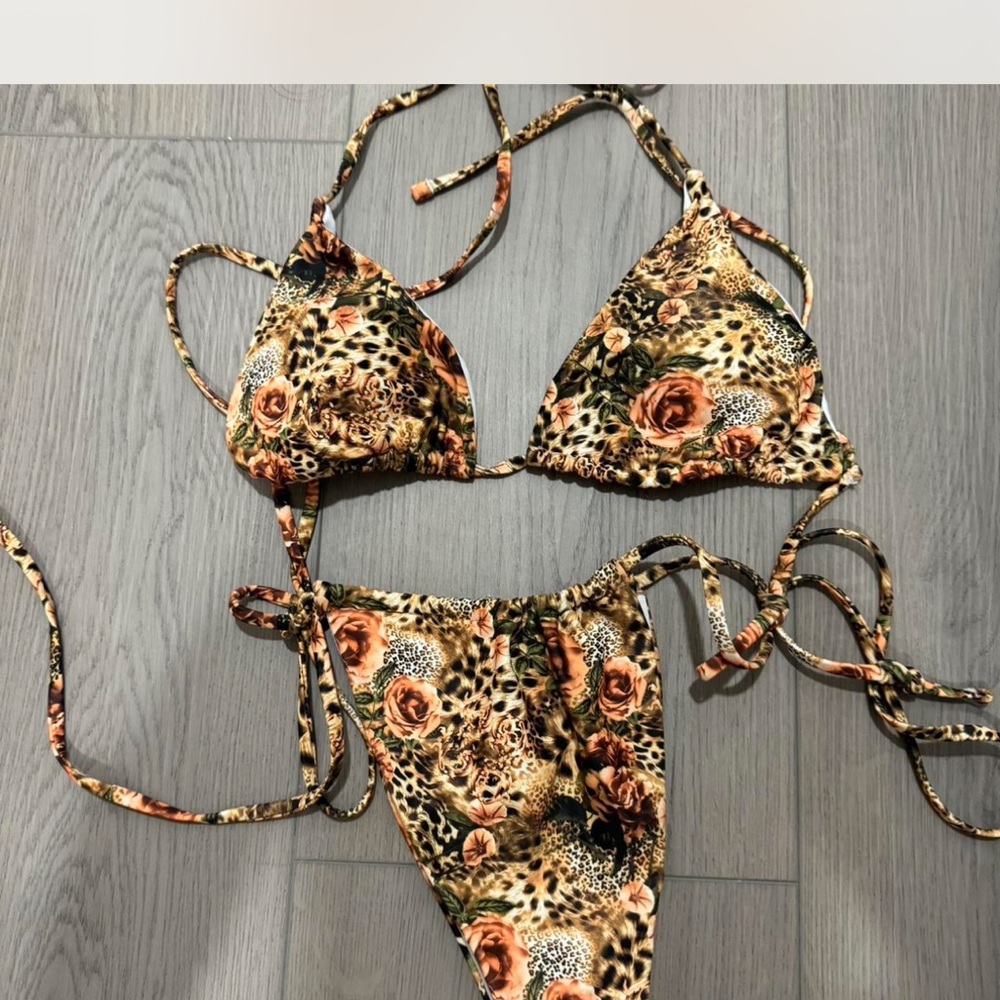 SHEIN Leopard and Floral Bikini Set